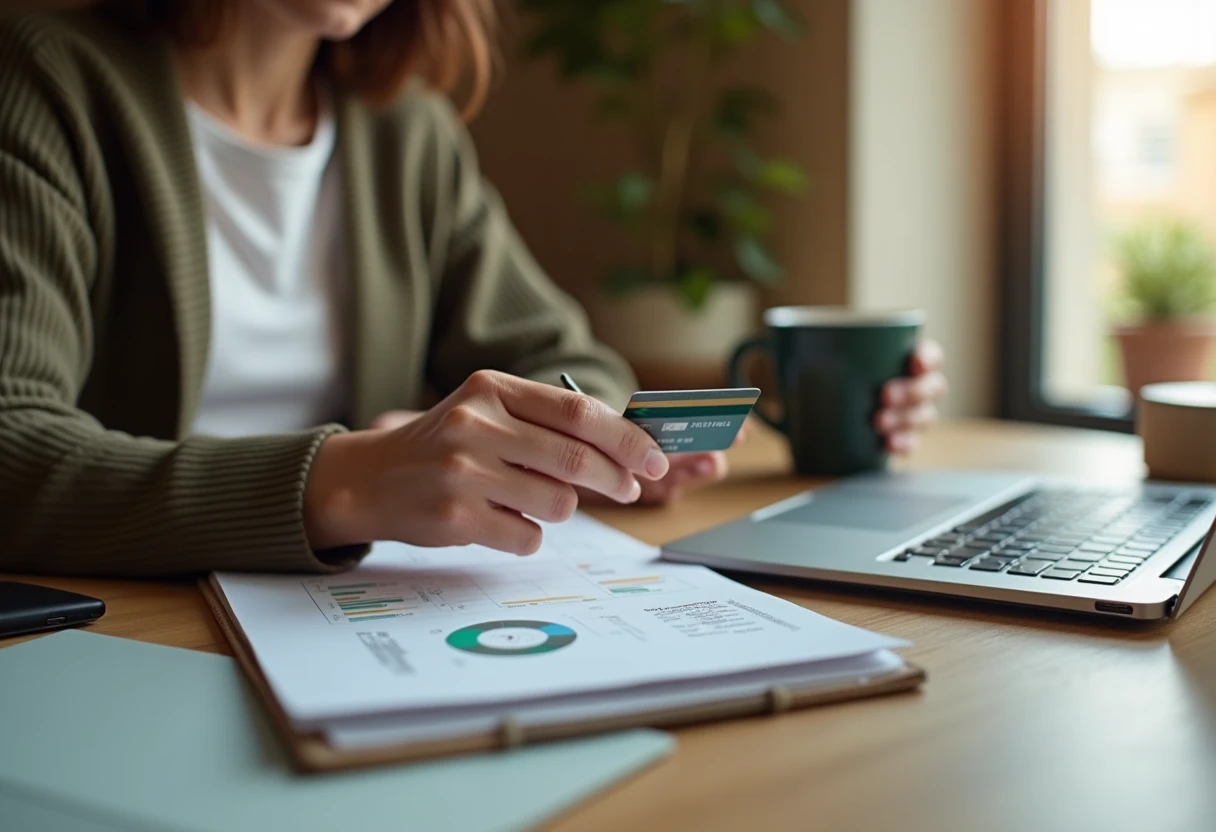 Person reviewing credit card options